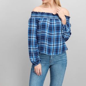 Mossimo Off The Shoulder Plaid Blouse